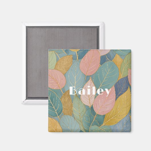 Whimsical gebladerte: pastelbladeren magneet (Voorkant / Achterkant)