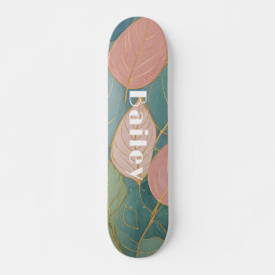 Whimsical gebladerte: pastelbladeren persoonlijk skateboard