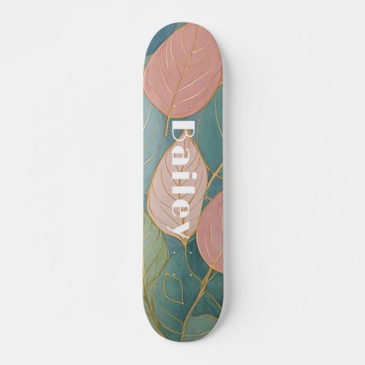 Whimsical gebladerte: pastelbladeren persoonlijk skateboard (Voorkant)