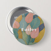 Whimsical gebladerte: pastelbladeren ronde button 7,6 cm (Voorkant /achterkant)
