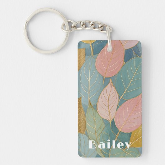Whimsical gebladerte: pastelbladeren sleutelhanger (Voorkant)