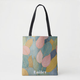 Whimsical gebladerte: pastelbladeren tote bag