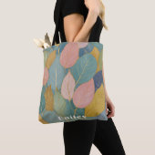 Whimsical gebladerte: pastelbladeren tote bag (Dichtbij)