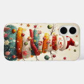 Whimsical gebreide kerstboom sneeuwman Case-Mate iPhone case (Achterkant (horizontaal))