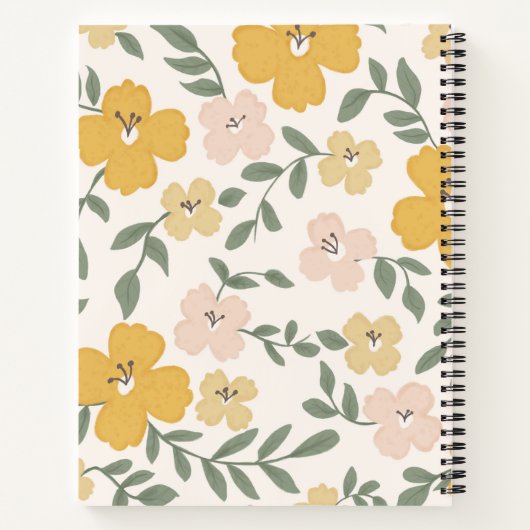 Whimsical Geel en roze hibiscus patroon Notitieboek (Achterkant)