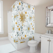 Whimsical Geel en Wit Bloempatroon Douchegordijn (In situ)