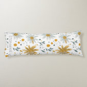 Whimsical Geel en Wit Bloempatroon Lichaamskussen (Achterkant)