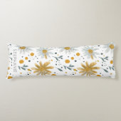 Whimsical Geel en Wit Bloempatroon Lichaamskussen (Voorkant)