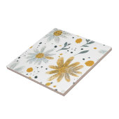 Whimsical Geel en Wit Bloempatroon Tegeltje (Zijkant)