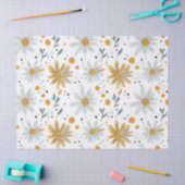 Whimsical Geel en Wit Bloempatroon Tissuepapier (Craft)