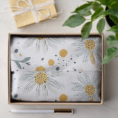 Whimsical Geel en Wit Bloempatroon Tissuepapier (Geschenk)