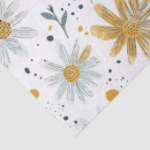 Whimsical Geel en Wit Bloempatroon Tissuepapier (Detail)