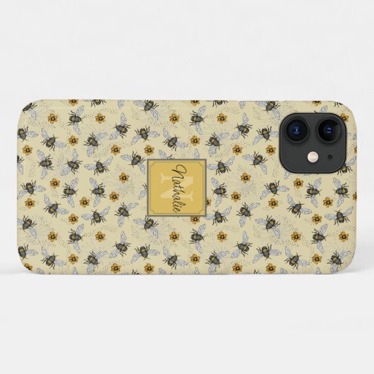 Whimsical Geel Honingbij Tekening Patroon Aangepas Case-Mate iPhone Case (Achterkant (horizontaal))