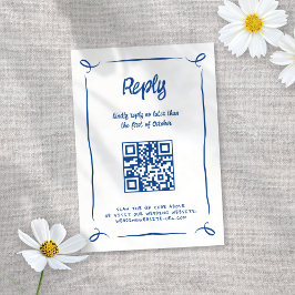 Whimsical Geïllustreerd Blauw Hand-getrokken Fun W RSVP Kaartje