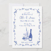 Whimsical geïllustreerd bruiloft repetitie diner kaart (Voorkant)