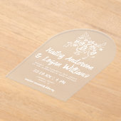 Whimsical Geïllustreerd Hand-getrokken Bloemen bru Acryl Uitnodigingen (Laagn)