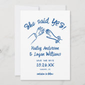 Whimsical Geïllustreerd Schattige Modern Fun Weddi Save The Date (Voorkant)