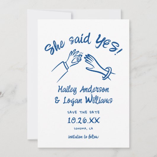 Whimsical Geïllustreerd Schattige Modern Fun Weddi Save The Date (Voorkant)