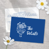 Whimsical Geïllustreerde Bloemen bruiloft Details Informatiekaartje