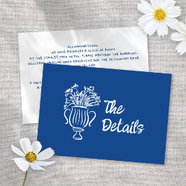 Whimsical Geïllustreerde Bloemen bruiloft Details  Informatiekaartje