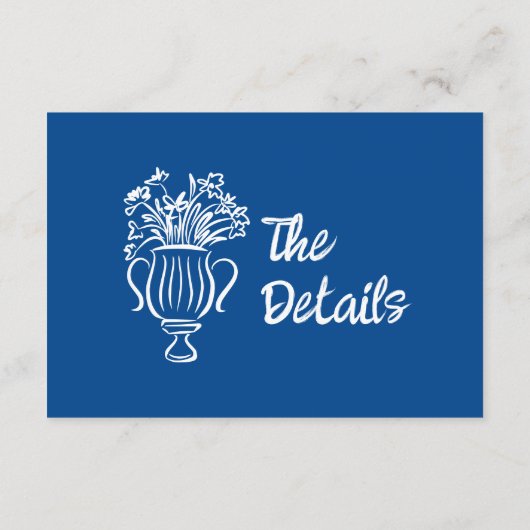 Whimsical Geïllustreerde Bloemen bruiloft Details Informatiekaartje (Achterkant)