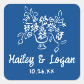 Whimsical Geïllustreerde Bloemen Moderne Leuke Huw Vierkante Sticker (Voorkant)