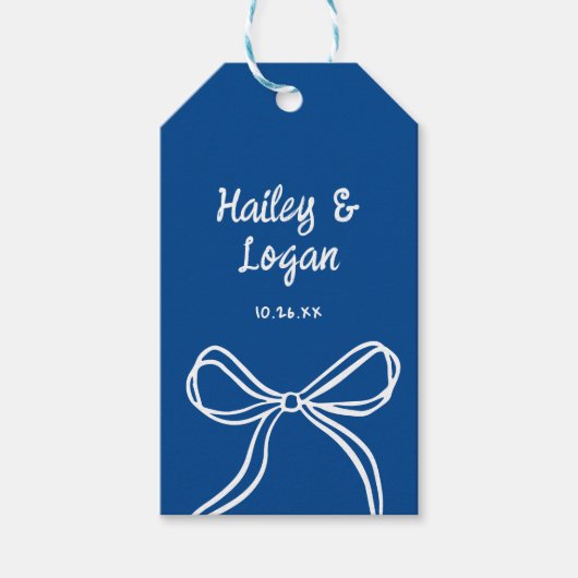 Whimsical geïllustreerde boog moderne leuke bruilo cadeaulabel (Voorkant)