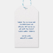 Whimsical geïllustreerde boog moderne leuke bruilo cadeaulabel (Achterkant)