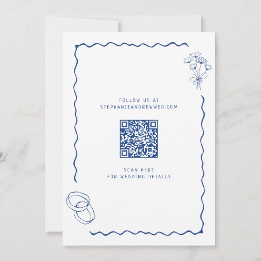 Whimsical geïllustreerde bruiloft Sla de datum op Kaart (Achterkant)