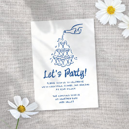 Whimsical Geïllustreerde Cocktails Huwelijksrecept Informatiekaartje