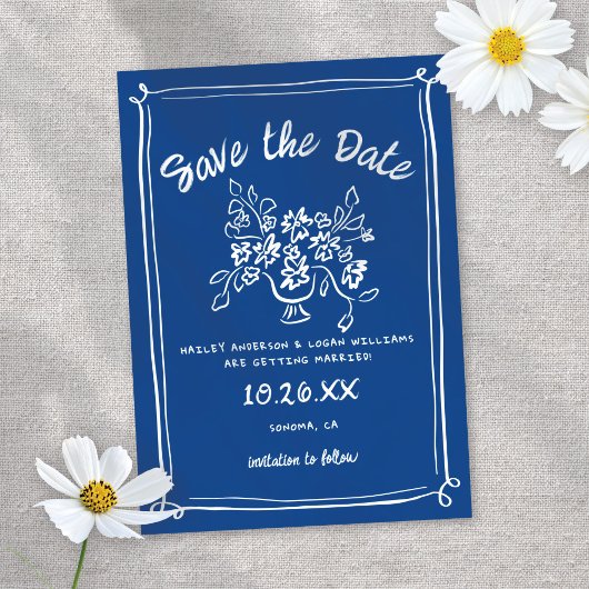 Whimsical Geïllustreerde Cupido Modern Leuke bruil Save The Date