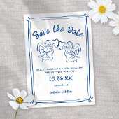 Whimsical Geïllustreerde Cupido Modern Leuke bruil Save The Date