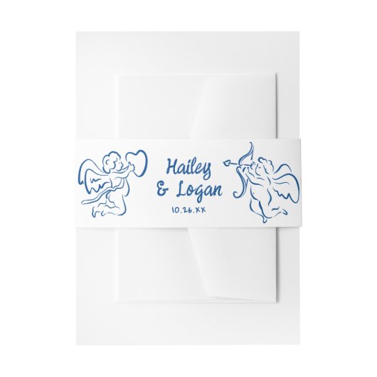 Whimsical Geïllustreerde Cupido Modern Leuke bruil Uitnodigingen Wikkel (Voorkant Voorbeeld)