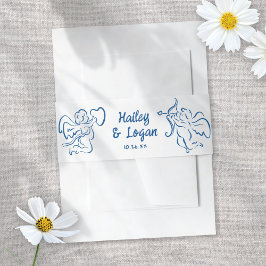 Whimsical Geïllustreerde Cupido Modern Leuke bruil Uitnodigingen Wikkel