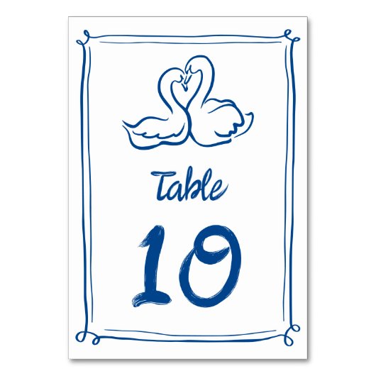 Whimsical Geïllustreerde Hand-getrokken Zwanen Tro Kaart (Voorkant)