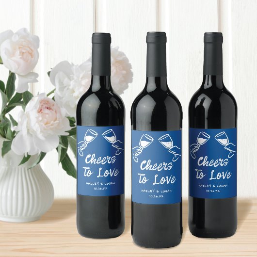 Whimsical Geïllustreerde Leuke Proost Om Van Trouw Wijn Etiket