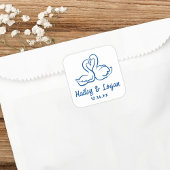 Whimsical Geïllustreerde Zwaan Moderne Leuke Huwel Vierkante Sticker