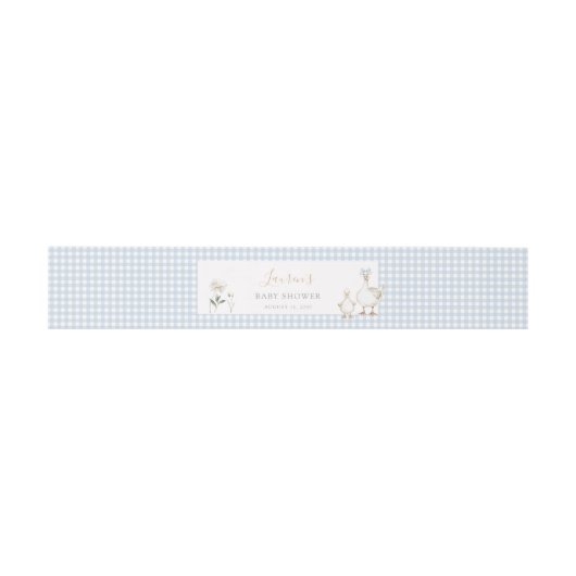 Whimsical Gekke Goose Blue Gingham Baby shower Uitnodigingen Wikkel (Vlak)