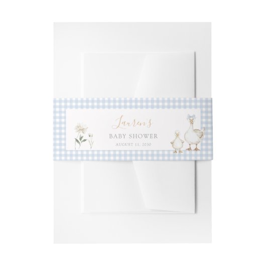 Whimsical Gekke Goose Blue Gingham Baby shower Uitnodigingen Wikkel (Voorkant Voorbeeld)
