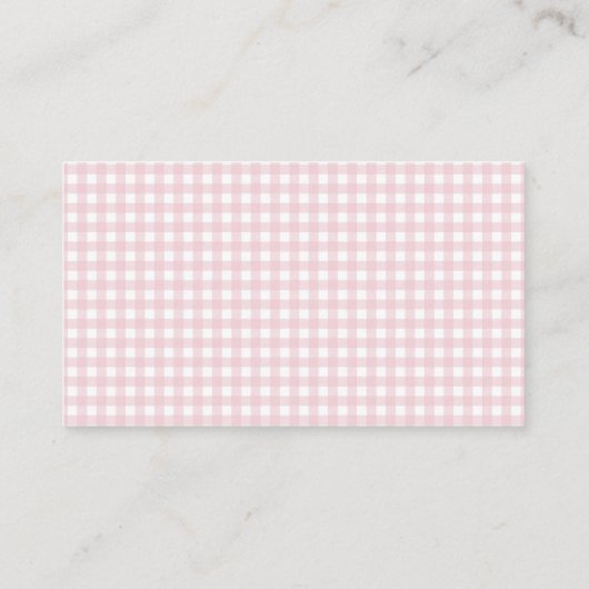 Whimsical Gekke Goose Pink Gingham Baby shower Plaatskaartje (Achterkant)