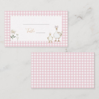 Whimsical Gekke Goose Pink Gingham Baby shower Plaatskaartje