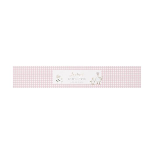 Whimsical Gekke Goose Pink Gingham Baby shower Uitnodigingen Wikkel (Vlak)