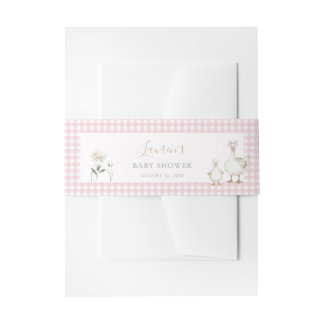 Whimsical Gekke Goose Pink Gingham Baby shower Uitnodigingen Wikkel