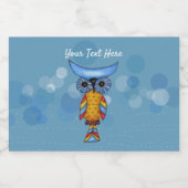 Whimsical Gele Blauwe Uil Kleurrijke Veren Cirkel Voedselcontainer Etiket (Enkel label)