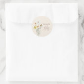 Whimsical Gele Madeliefje Wildbloem Bruiloft Ronde Sticker (Tas)