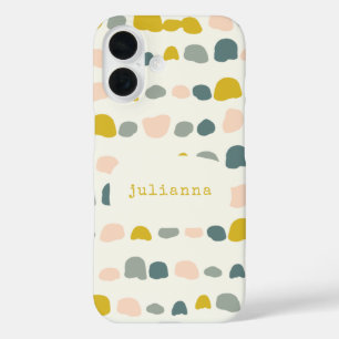 Whimsical Gellow Grijs Abstract Vormen Aangepaste iPhone 16 Hoesje