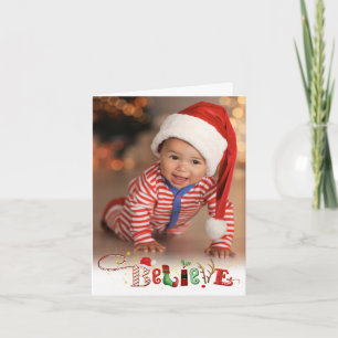 Whimsical GELOOF Kerst Foto Feestdagen Kaart