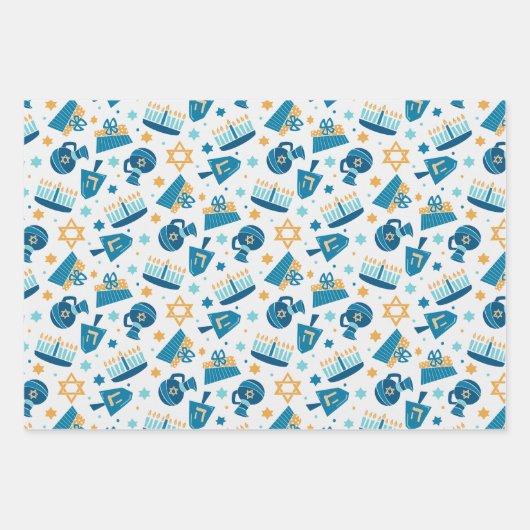 Whimsical Gelukkige Hannukah Coördinerend Inpakpapier Vel (Voorkant)