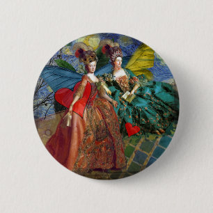 Whimsical Gemini Astrology Artwork Painting Ronde Button 5,7 Cm