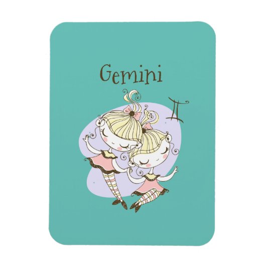 Whimsical Gemini Twin Girls Magneet (Verticaal)